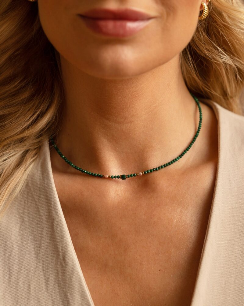 Naszyjnik typu choker Sicily vibe - Naszyjnik z naturalnego Malachitu