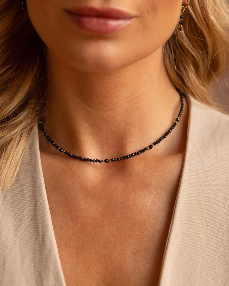 Naszyjnik typu choker "Black opium" - Turmalin