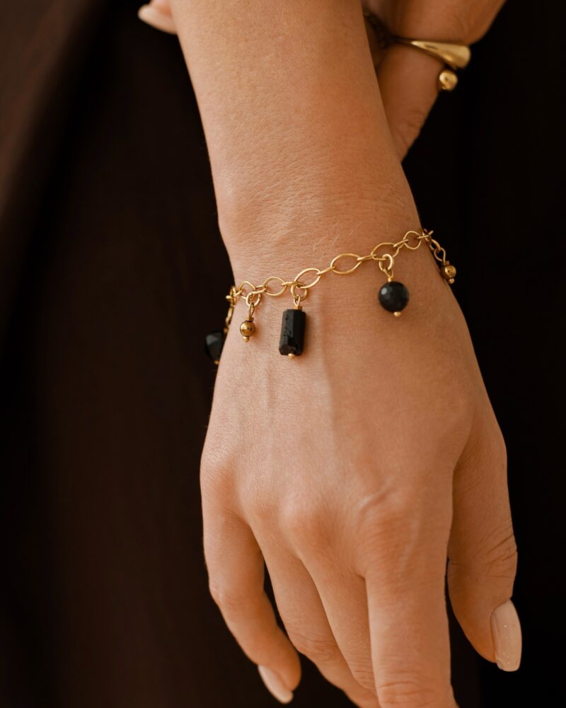Bransoletka "Black Wave chain" - stal szlachetna