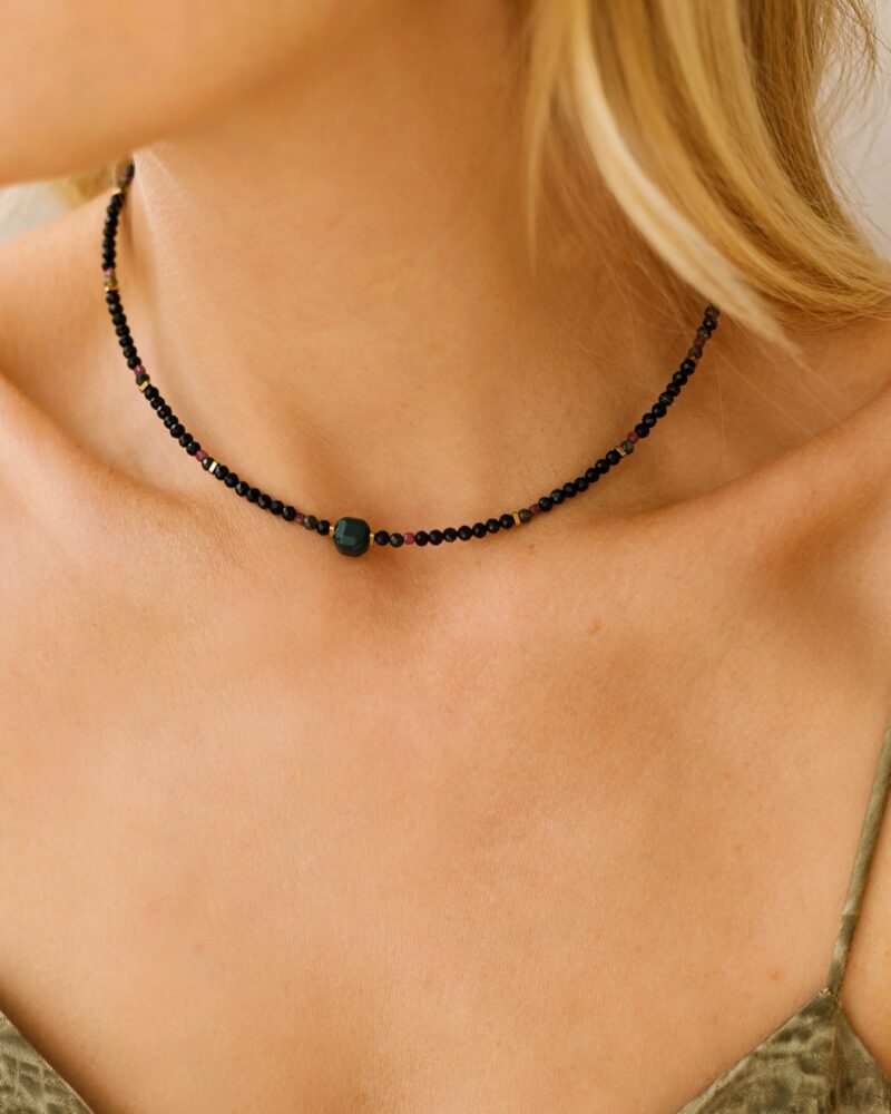 Naszyjnik typu choker "Green balance" - Turmalin