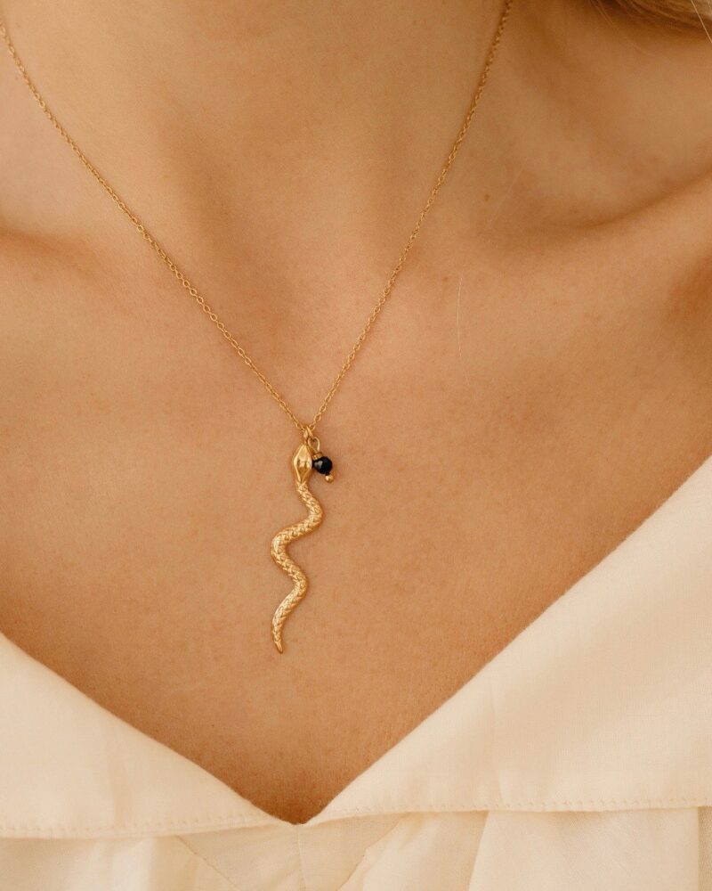 Łańcuszek Snake - Turmalin czarny