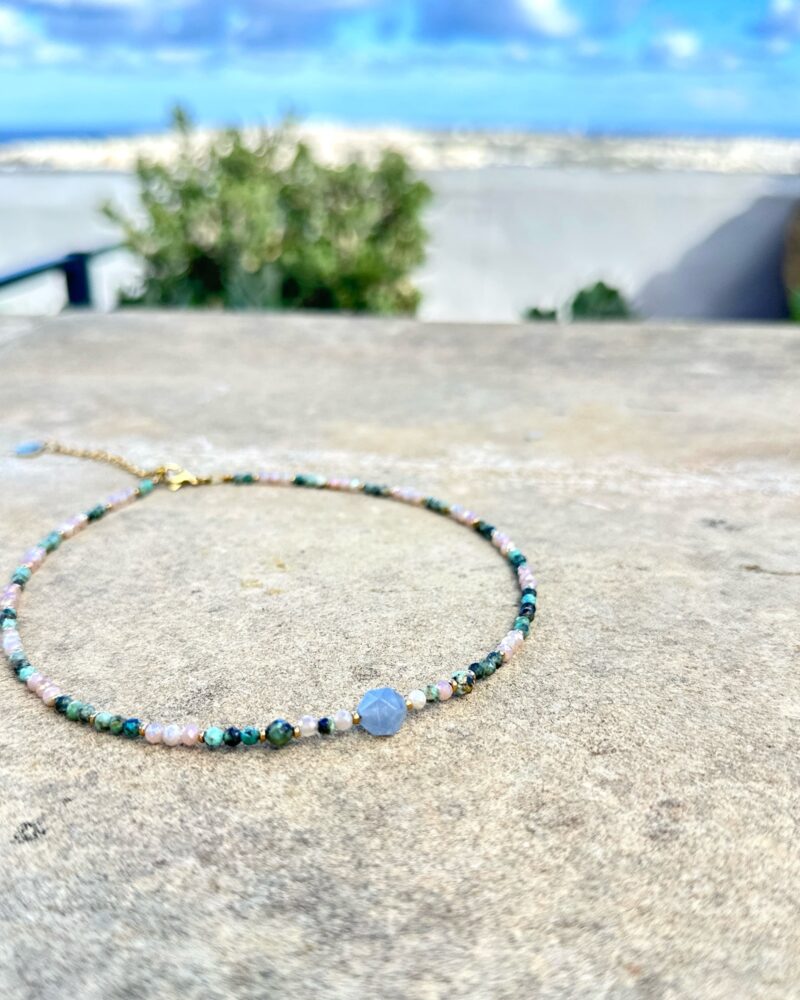 Naszyjnik typu choker Malta vibe - Akwamaryn
