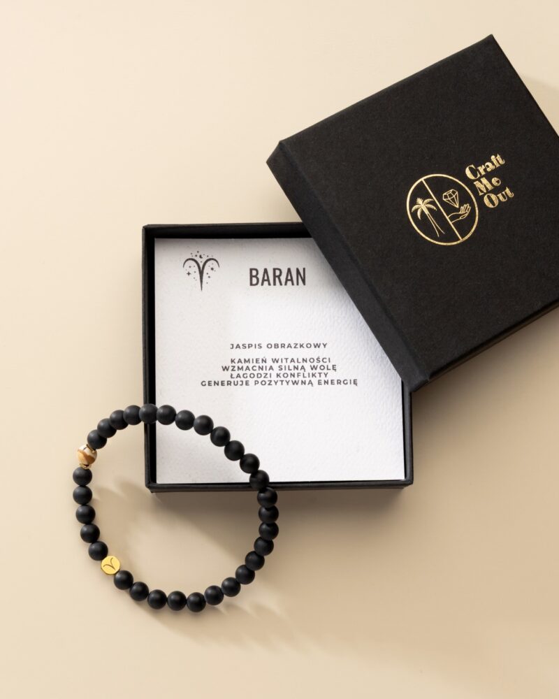 Bransoletka męska zodiakalna Baran - Jaspis obrazkowy