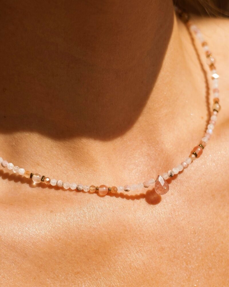 Naszyjnik typu choker - Strawberry - Kwarc truskawkowy