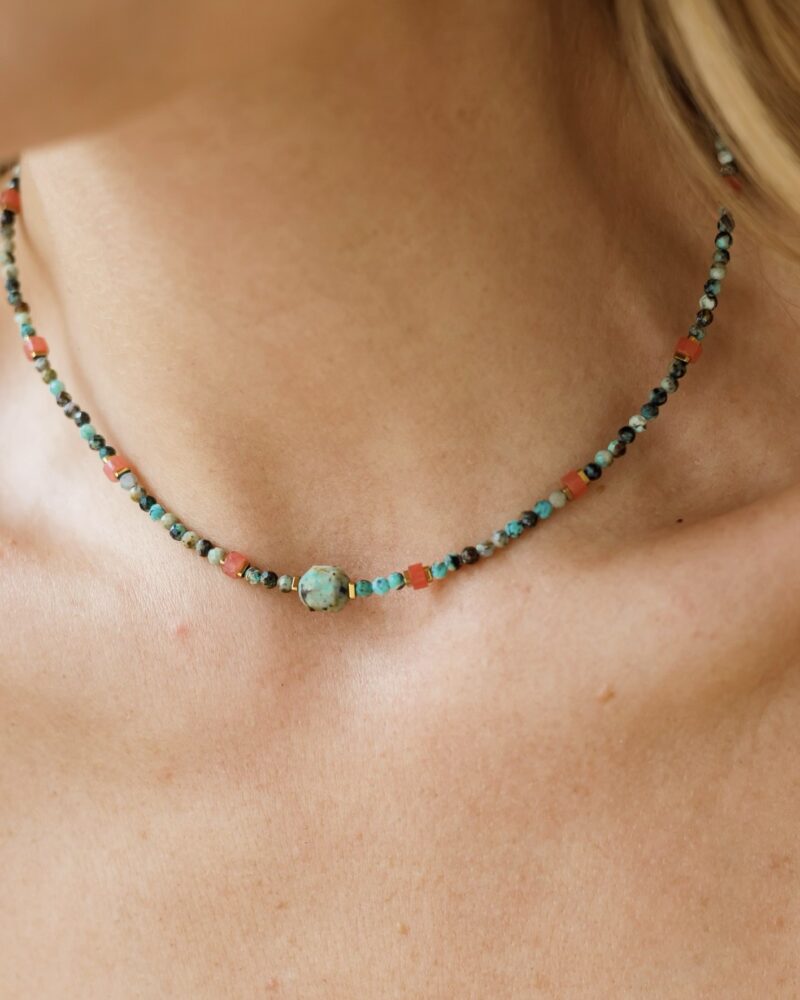 Naszyjnik typu choker African Coral - Turkus Afrykański