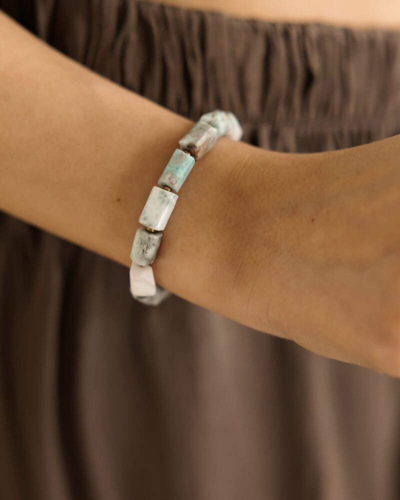 Bransoletka Gili - Larimar surowy, Hematyt