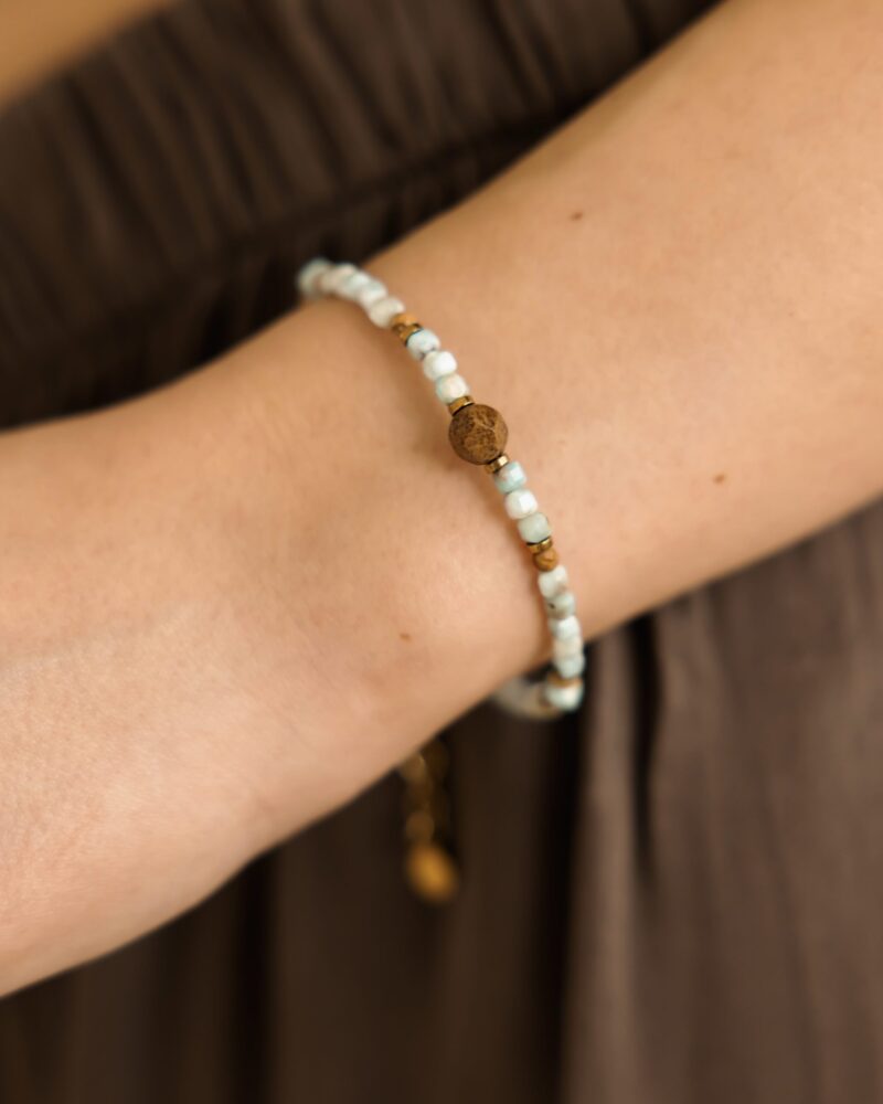 Bransoletka Gili - Larimar, Jaspis obrazkowy, Hematyt