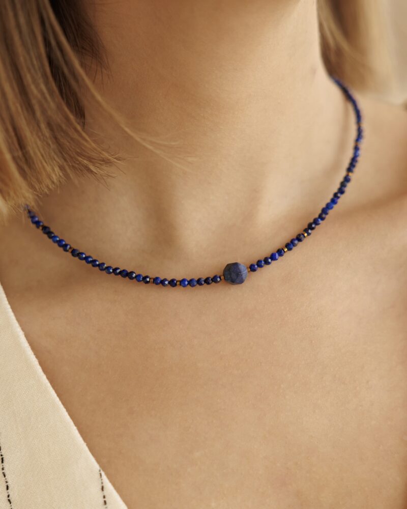 Naszyjnik typu choker Navy Blue - Lapis Lazuli, Hematyt
