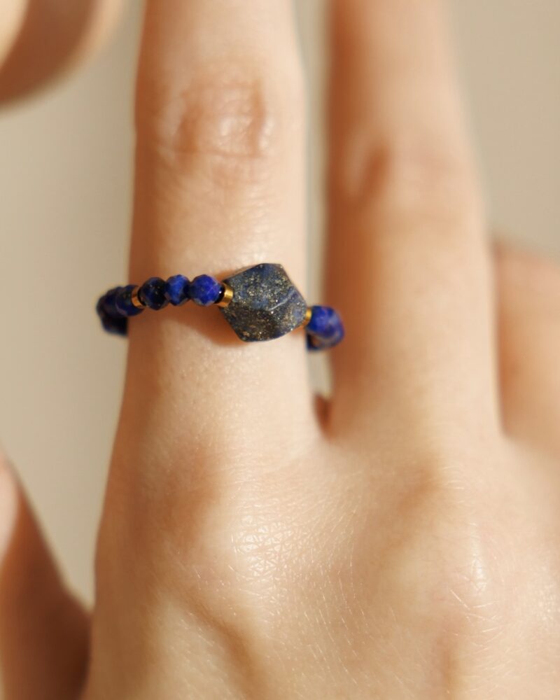 Pierścionek elastyczny Navy Blue - Lapis Lazuli