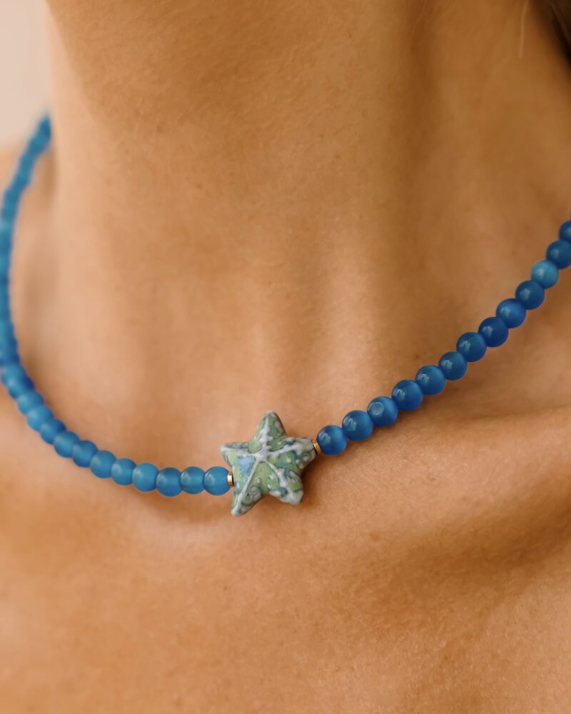Naszyjnik Star fish - kocie oko, porcelana
